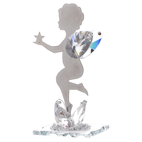 Angel bombonniere with star in stainless steel and crystal 11 cm 2