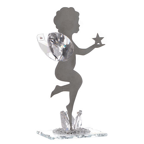 Gastgeschenk Engel mit Stern aus Edelstahl und Kristall, 16 cm 1