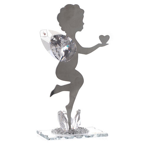 Gastgeschenk Engel mit Herz aus Edelstahl und Kristall, 16 cm 1