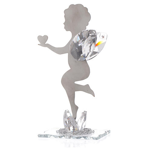 Gastgeschenk Engel mit Herz aus Edelstahl und Kristall, 16 cm 2