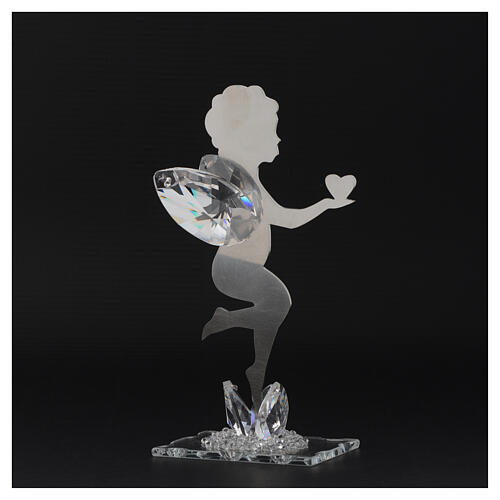 Gastgeschenk Engel mit Herz aus Edelstahl und Kristall, 16 cm 3