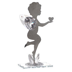 Cadeaux et souvenirs pour les occasions spéciales: Bonbonnière Ange avec coeur inox cristal h 16 cm