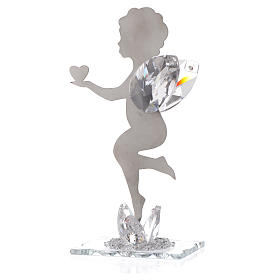 Bomboniere sacre e ricordini: Bomboniera  Angelo cuore  inox cristallo h. 16 cm