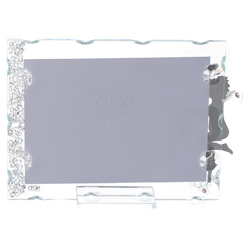 Angel photo frame bombonniere in stainless steel and crystals with lantern 9x12 cm 2