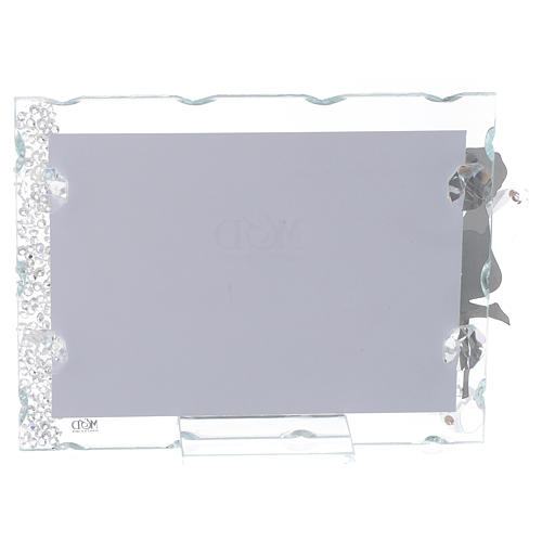 Angel photo frame bombonniere with star in stainless steel and crystals 9x12 cm 2