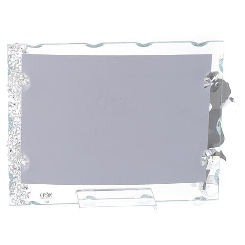 Bomboniera Portafoto Angelo inox cuore 9x12 con cristalli 2