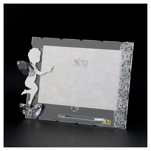 Angel photo frame with heart in stainless steel 10x15 cm 3