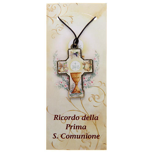 Wooden cross for the first communion with cord and card 1