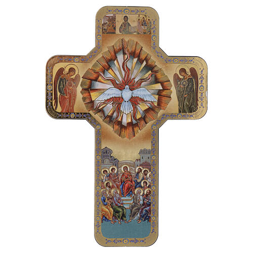 Kreuz aus Holz mit Druck Heiliger Geist, 10x15 cm 1