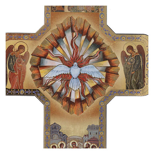 Kreuz aus Holz mit Druck Heiliger Geist, 10x15 cm 2