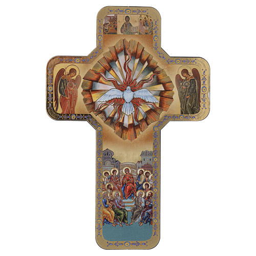 Holy Spirit wooden cross with print 10x15 cm 1