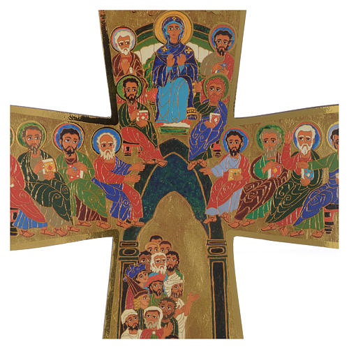 Cruz de madera impreso Pentecostés 15x25 cm 2