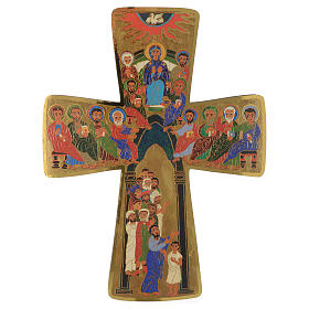 Krzyż z drewna druk Zielone Świątki 15x25cm