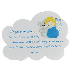 Cadre nuage bleu avec prière et ange