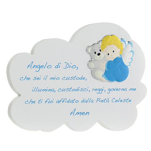 Obrazek chmurka błękitny z modlitwą i aniołem 3