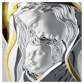 Quadro Madonna con Gesù bambino argento e legno bianco