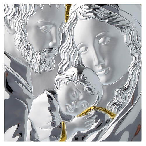 Holy Family painting rectangular board in silver and white 2