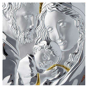 Quadro Sacra Famiglia rettangolare argento tavola bianca