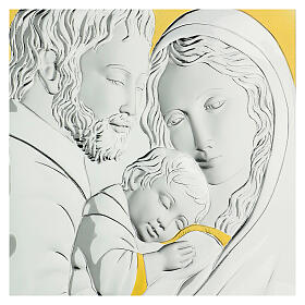 Cuadro Sagrada Familia plata detalles dorados tabla blanca