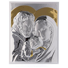 Dicas de Presentes e Lembrancinhas: Quadro Sagrada Família prata detalhes ouro e madeira branca