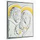 Holy Family silver plaque on wood with golden decoration s3