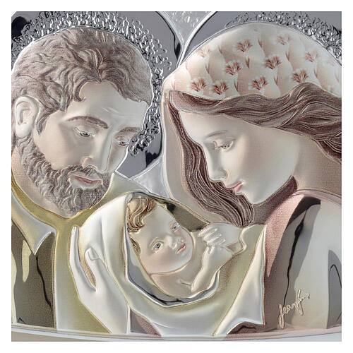 Bild Heilige Familie aus Holz mit Silber-Plakette 2