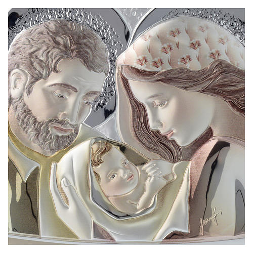 Holy Family silver print on two tone wood. 2