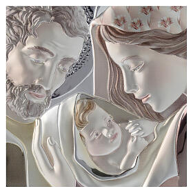 Bildchen aus Heilige Familie mit bedruckter Silber-Plakette