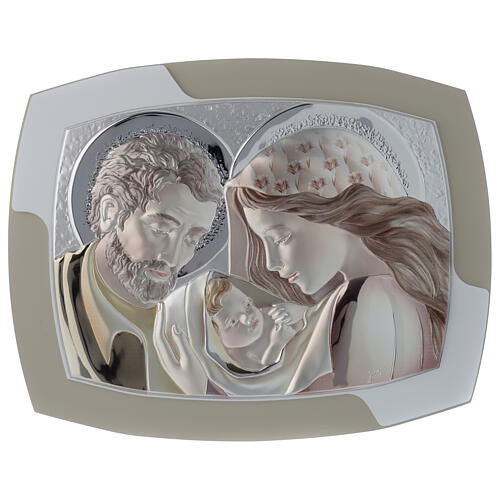 Bildchen aus Heilige Familie mit bedruckter Silber-Plakette 1