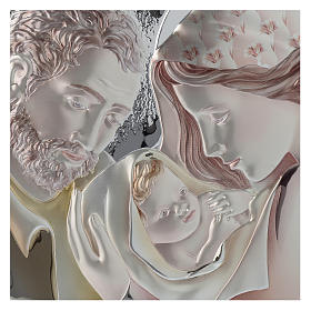Holy Family headboard painting in coloured silver and round wood