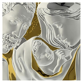 Bildchen der heiligen Familie aus Wenge mit silberner Plakette