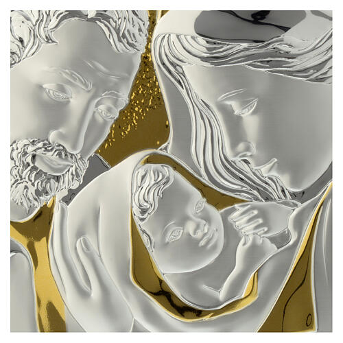 Bildchen der heiligen Familie aus Wenge mit silberner Plakette 2