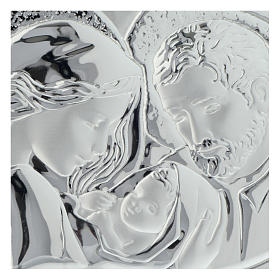 Holy Family silver bas relief and wengè wood, heart shaped
