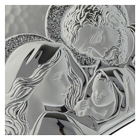 Bild in Herzform Heilige Familie mit Silber-Plakette aus Holz
