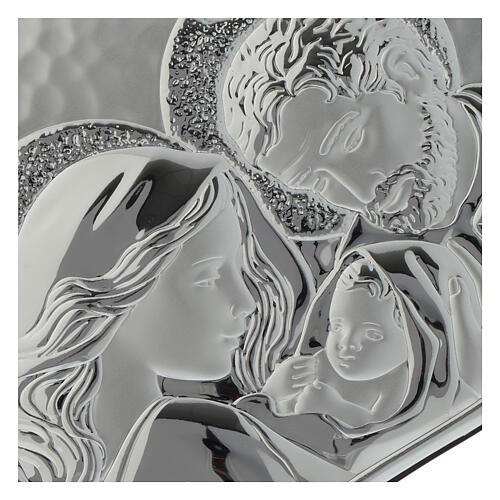 Bild in Herzform Heilige Familie mit Silber-Plakette aus Holz 2