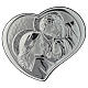 Holy Family silver bas relief on wengè wood, heart shaped s1