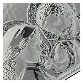 Holy Family silver plaque on wengé wood heart shaped