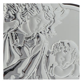 Guardian Angel silver bas relief on wengè wood, heart shaped