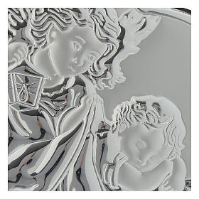 Guardian Angel with lantern silver bas relief on wengè wood, heart shaped