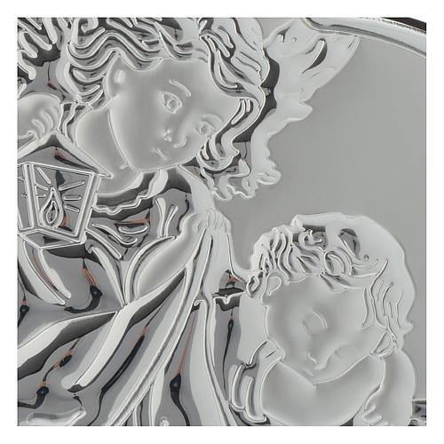 Guardian Angel with lantern silver bas relief on wengè wood, heart shaped 2