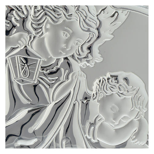 Quadro Angelo e lanterna legno traforato bianco cuore 2