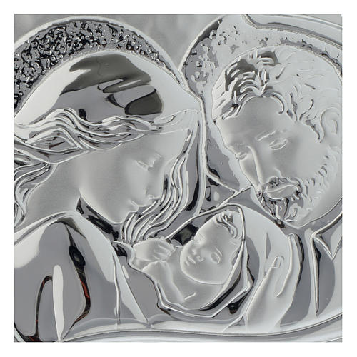 Holy Family silver bas relief on white wood 2