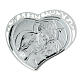 Holy Family silver bas relief on white wood, heart shaped s1