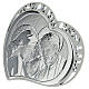 Holy Family silver bas relief on white wood, heart shaped s2