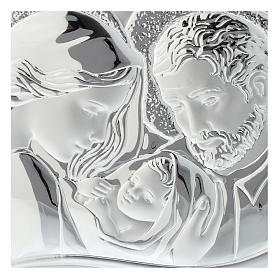 Dicas de Presentes e Lembrancinhas: Quadro coração Sagrada Família madeira branca rendilhada placa prateada