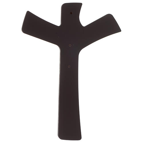 Crucifixo wengé e placa prateada 20x25 cm 4
