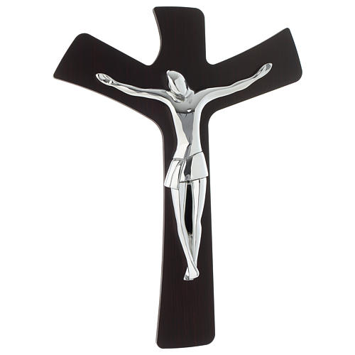 Wooden crucifix with silver plaque 8x10 inc 1