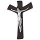 Crucifix stylisé finition wengé et plaque argentée 30x45 cm s2