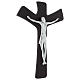 Crucifixo estilizado acabamento wengé e placa prateada 30x45 cm s3