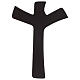Crucifixo estilizado acabamento wengé e placa prateada 30x45 cm s4